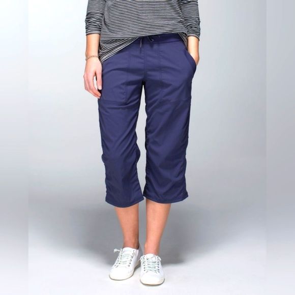 Lululemon Cropped Navy Blue Striped Pants - Picture 1 of 16